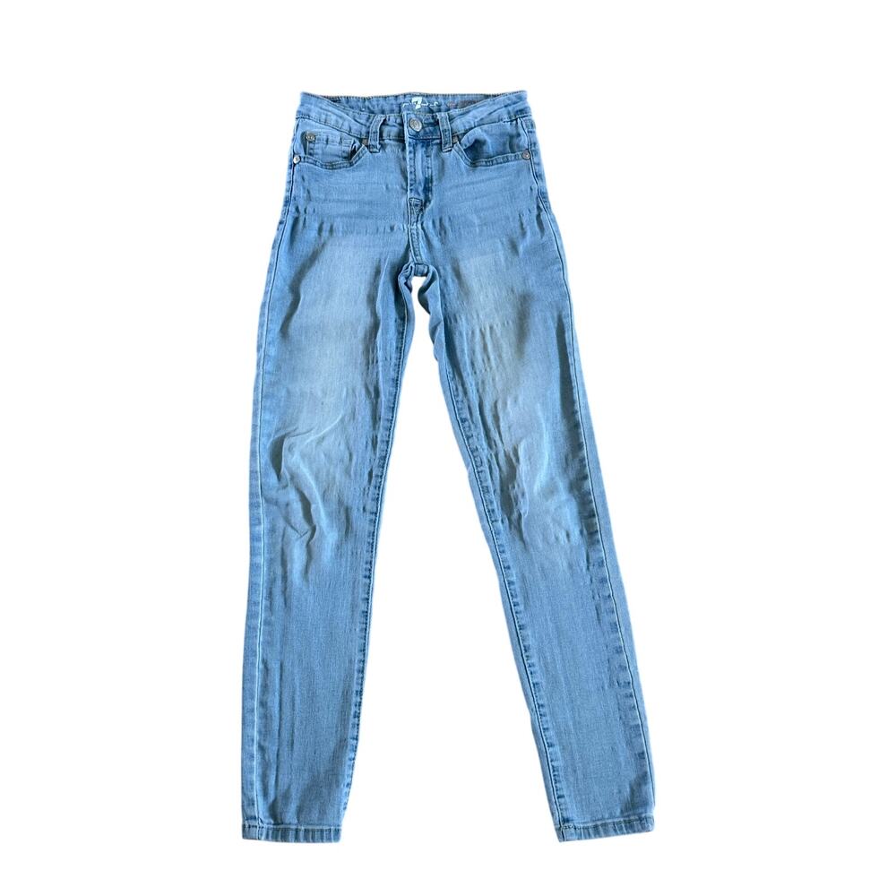 Girls 12 7 For All Mankind Skinny Stretchy Denim Jeans Light Wash